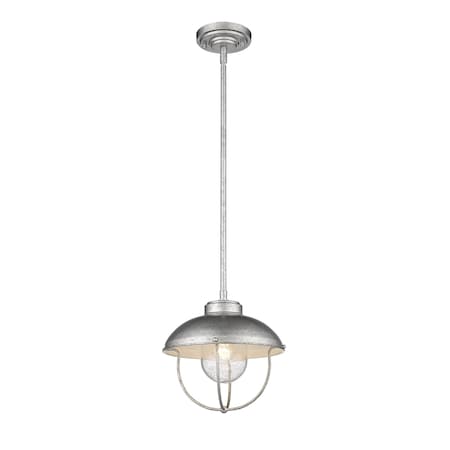 Z-Lite Ansel 1 Light Outdoor Pendant, Galvanized & Galvanized 590P-GV